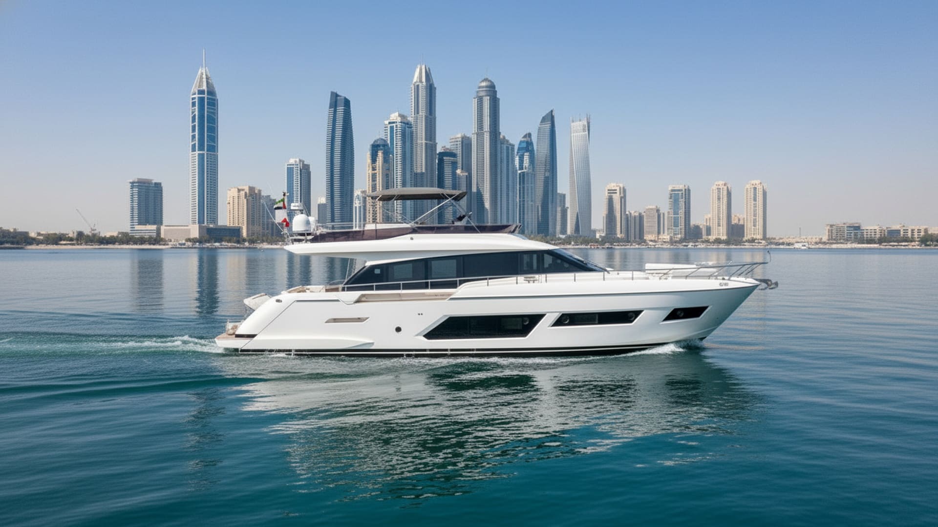 Aerial view of Vision Queen 67 ft yacht, Dubai