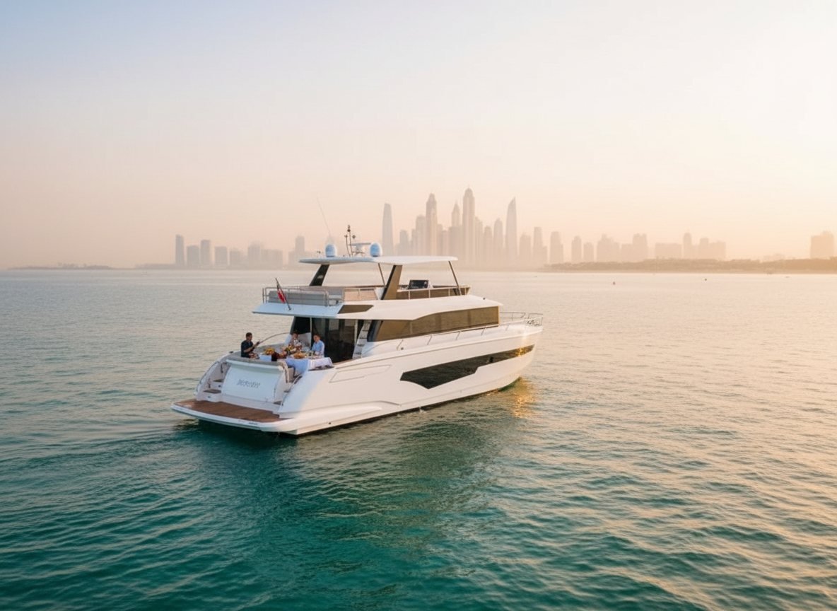 Fresh morning breakfast spread prepared on the open yacht deck
